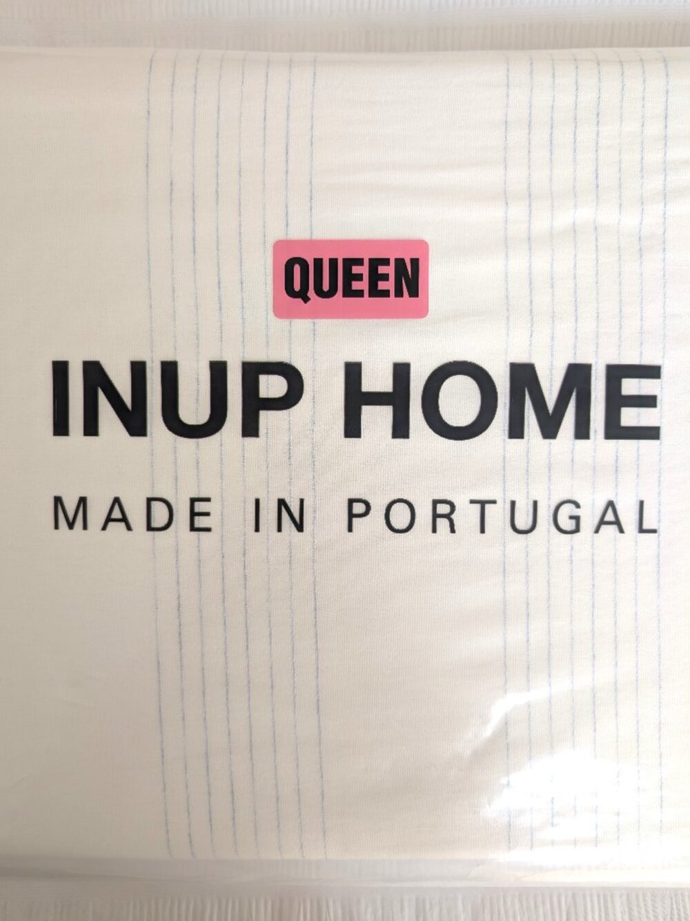 INUP Home Queen Duvet Cover Set Blue White Stripe Cotton Portugal 3 Pc NWT
